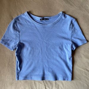 Zara blue crop top tee